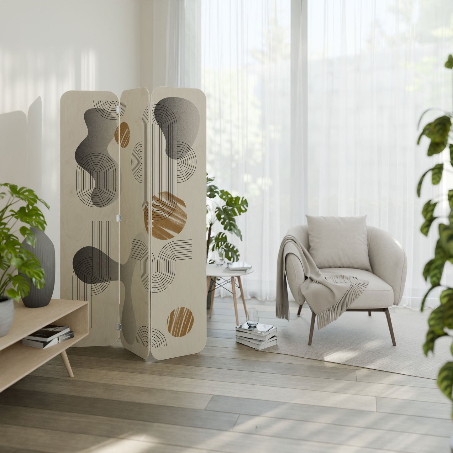 CLEAR CREATIONS 3-Panel Plywood Room Divider