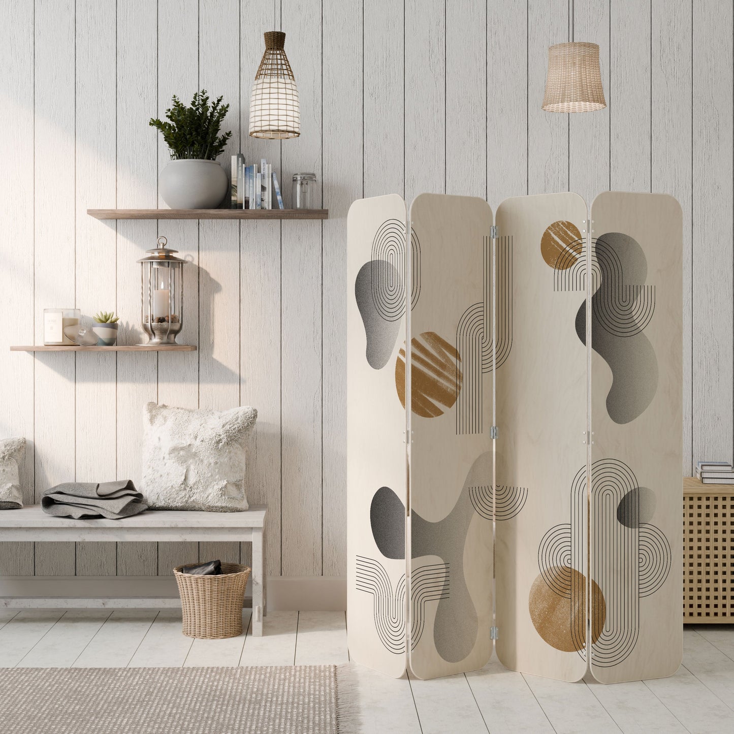 CLEAR CREATIONS 4-Panel Plywood Room Divider