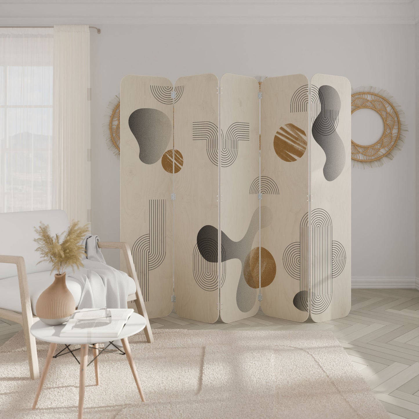 CLEAR CREATIONS 5-Panel Plywood Room Divider