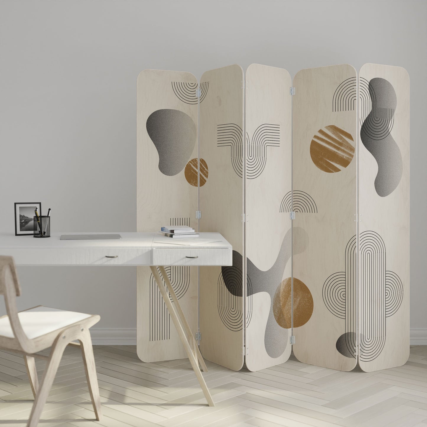 CLEAR CREATIONS 5-Panel Plywood Room Divider