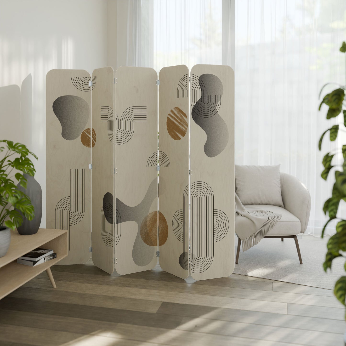 CLEAR CREATIONS 5-Panel Plywood Room Divider