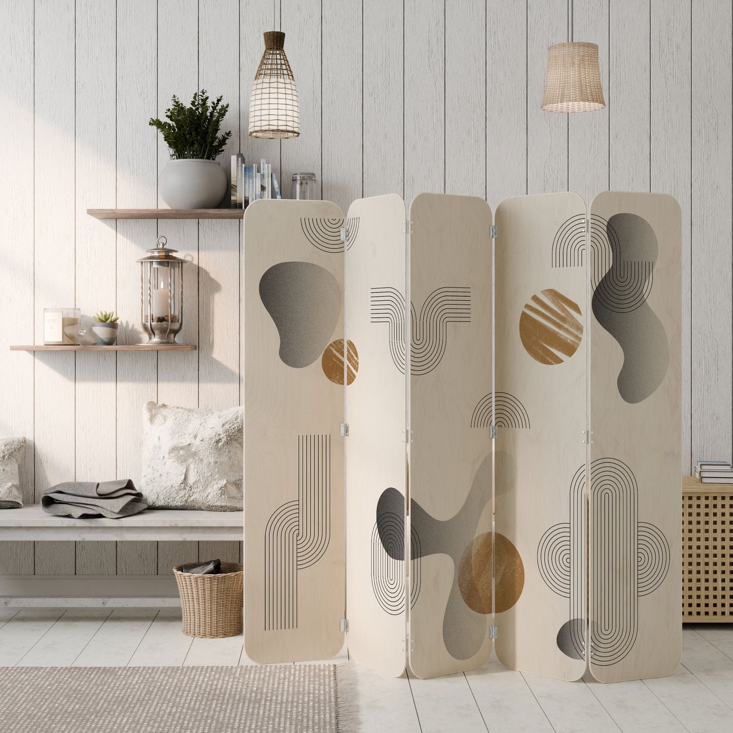 CLEAR CREATIONS 5-Panel Plywood Room Divider