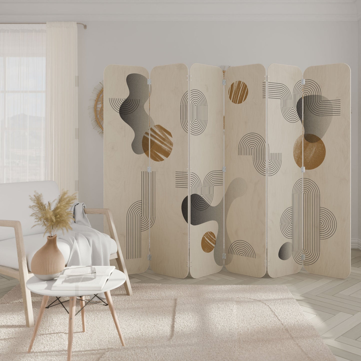 CLEAR CREATIONS 6-Panel Plywood Room Divider