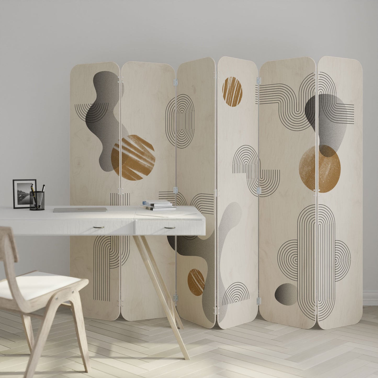 CLEAR CREATIONS 6-Panel Plywood Room Divider