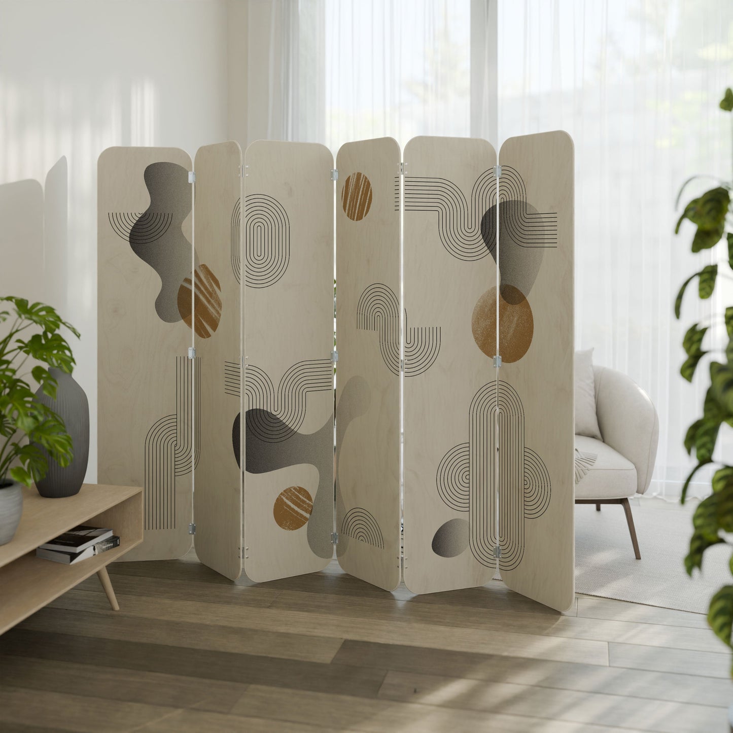 CLEAR CREATIONS 6-Panel Plywood Room Divider