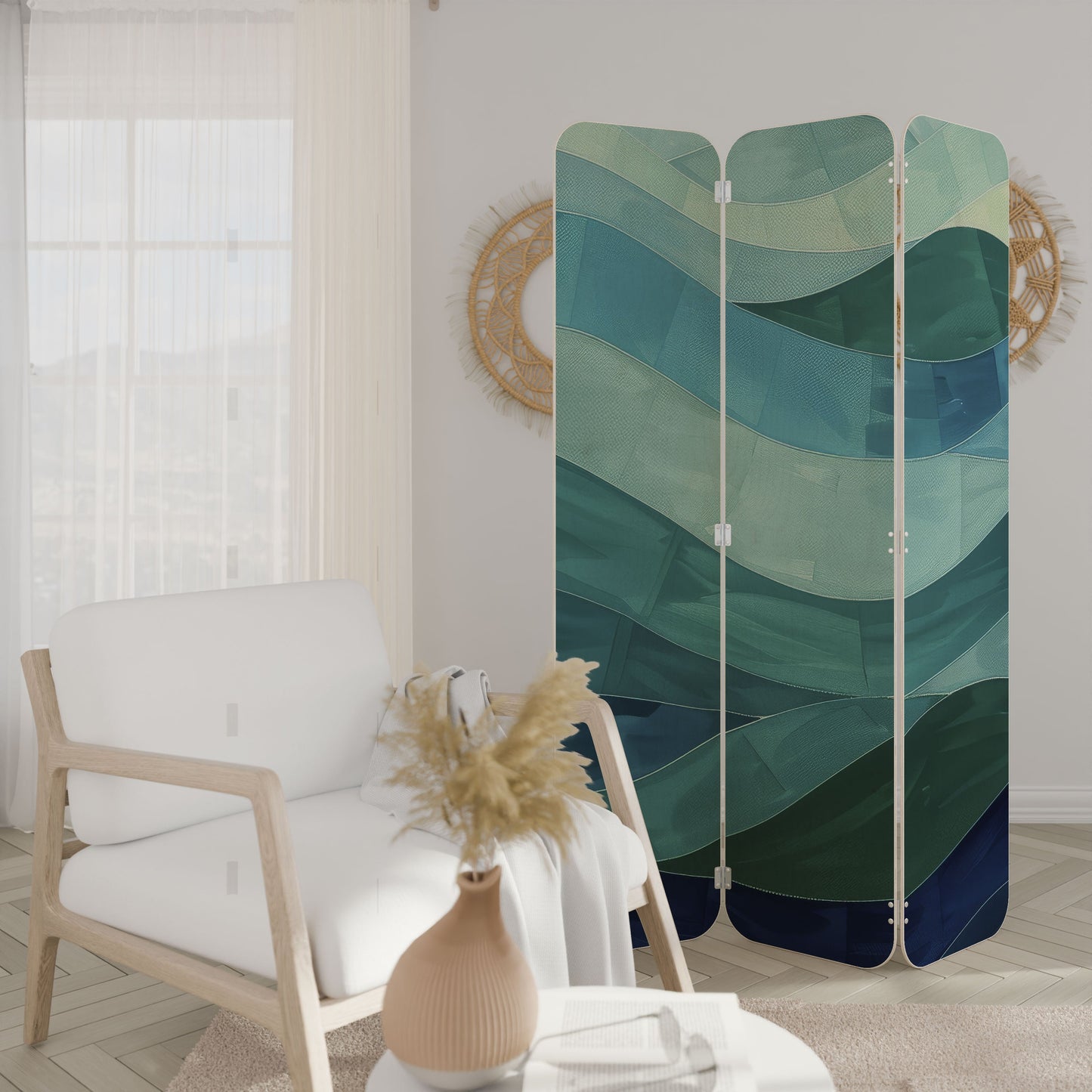 ETERNAL FLOW 3-Panel Plywood Room Divider