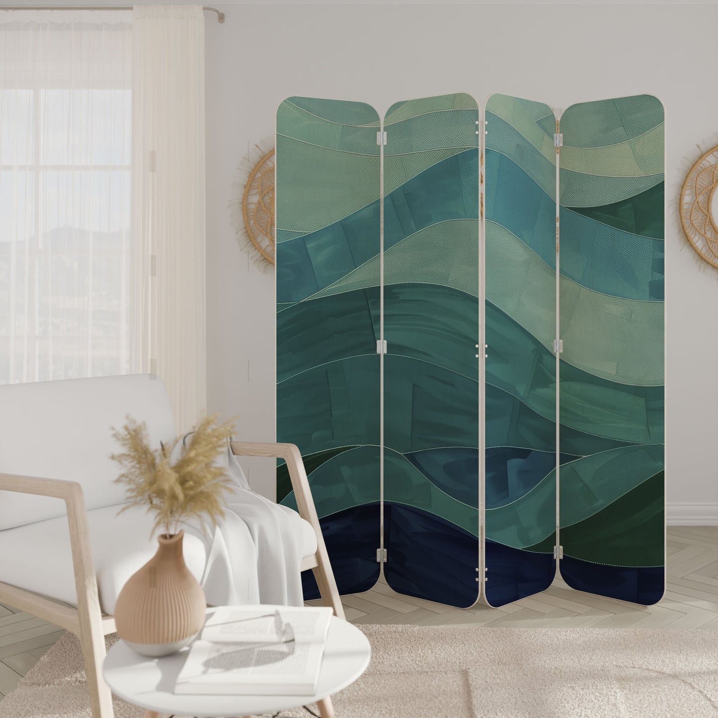 ETERNAL FLOW 4-Panel Plywood Room Divider