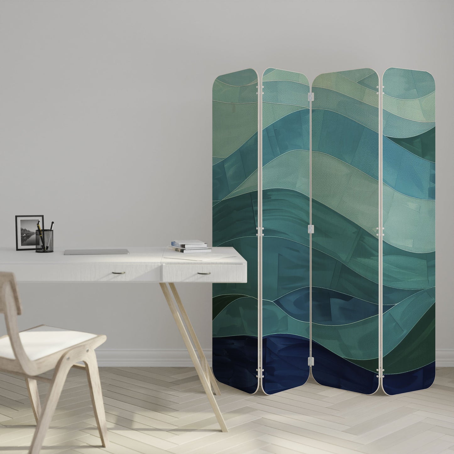 ETERNAL FLOW 4-Panel Plywood Room Divider