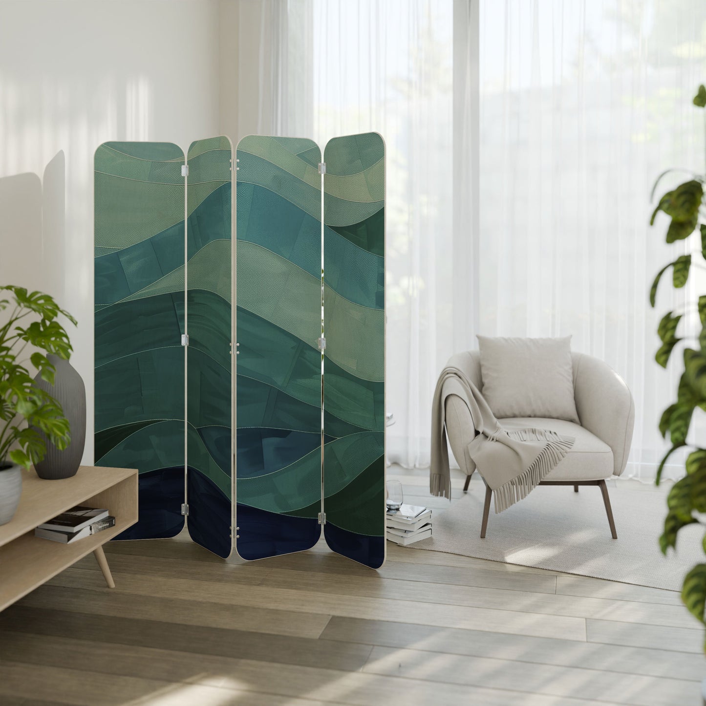 ETERNAL FLOW 4-Panel Plywood Room Divider