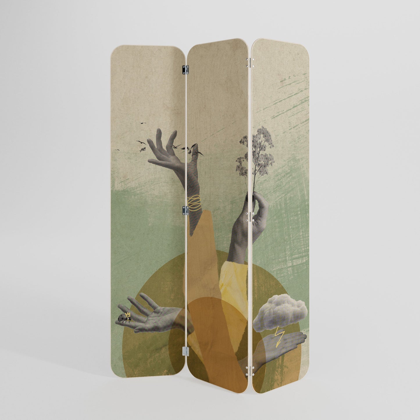 EARTH ELEMENTS 3-Panel Plywood Room Divider