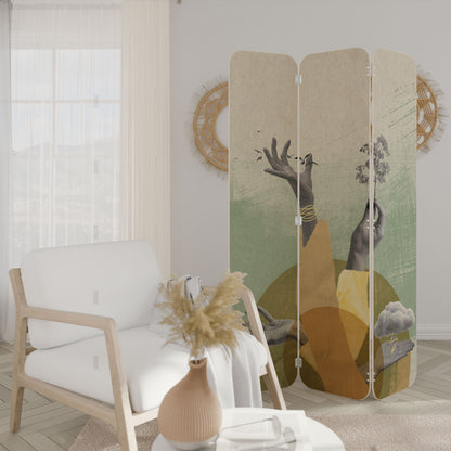 EARTH ELEMENTS 3-Panel Plywood Room Divider