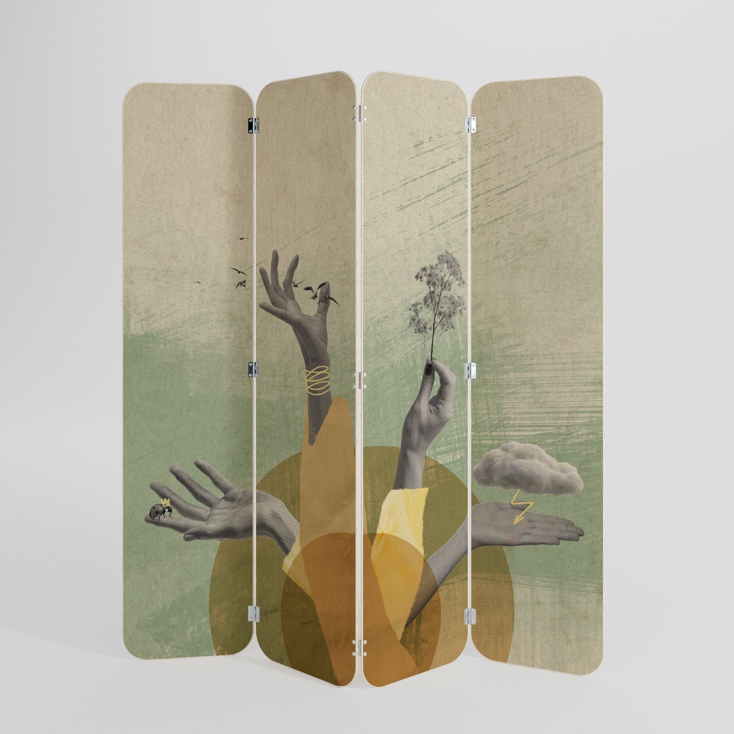 EARTH ELEMENTS 4-Panel Plywood Room Divider