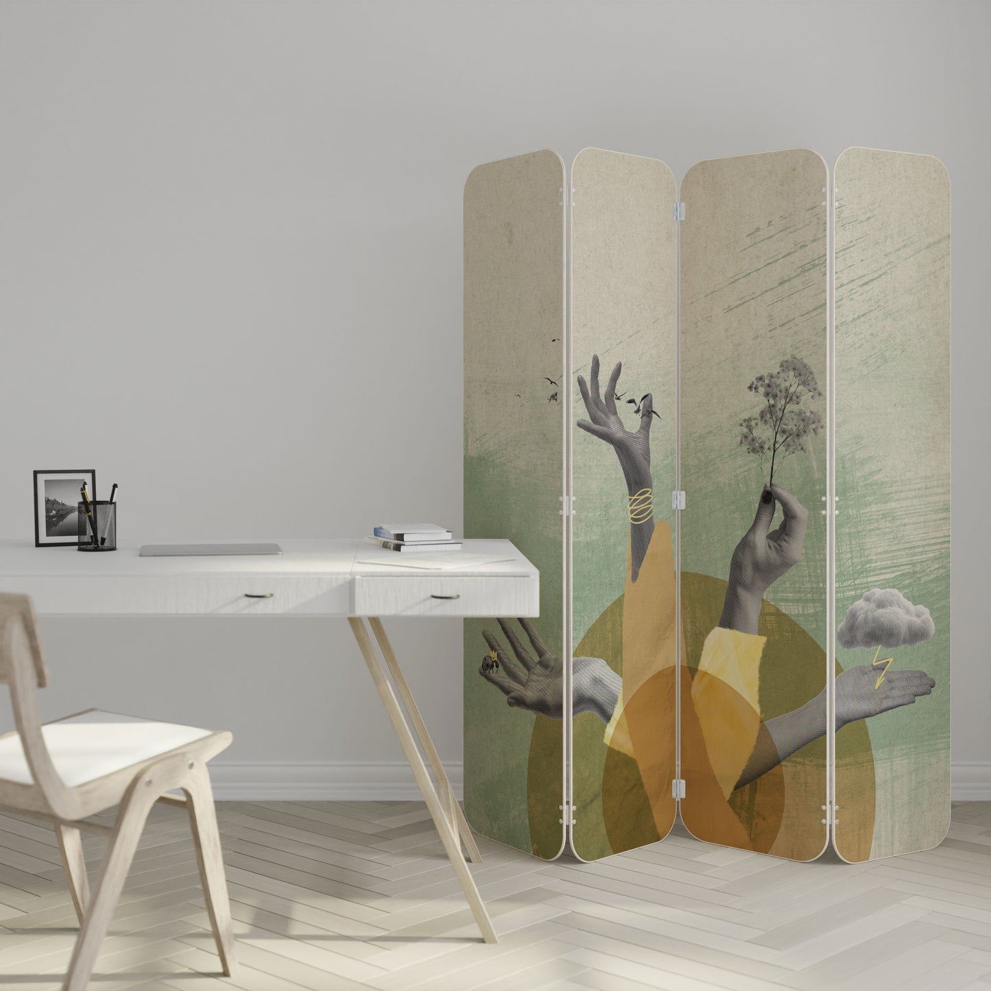 EARTH ELEMENTS 4-Panel Plywood Room Divider