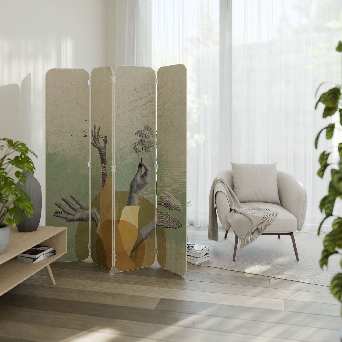 EARTH ELEMENTS 4-Panel Plywood Room Divider