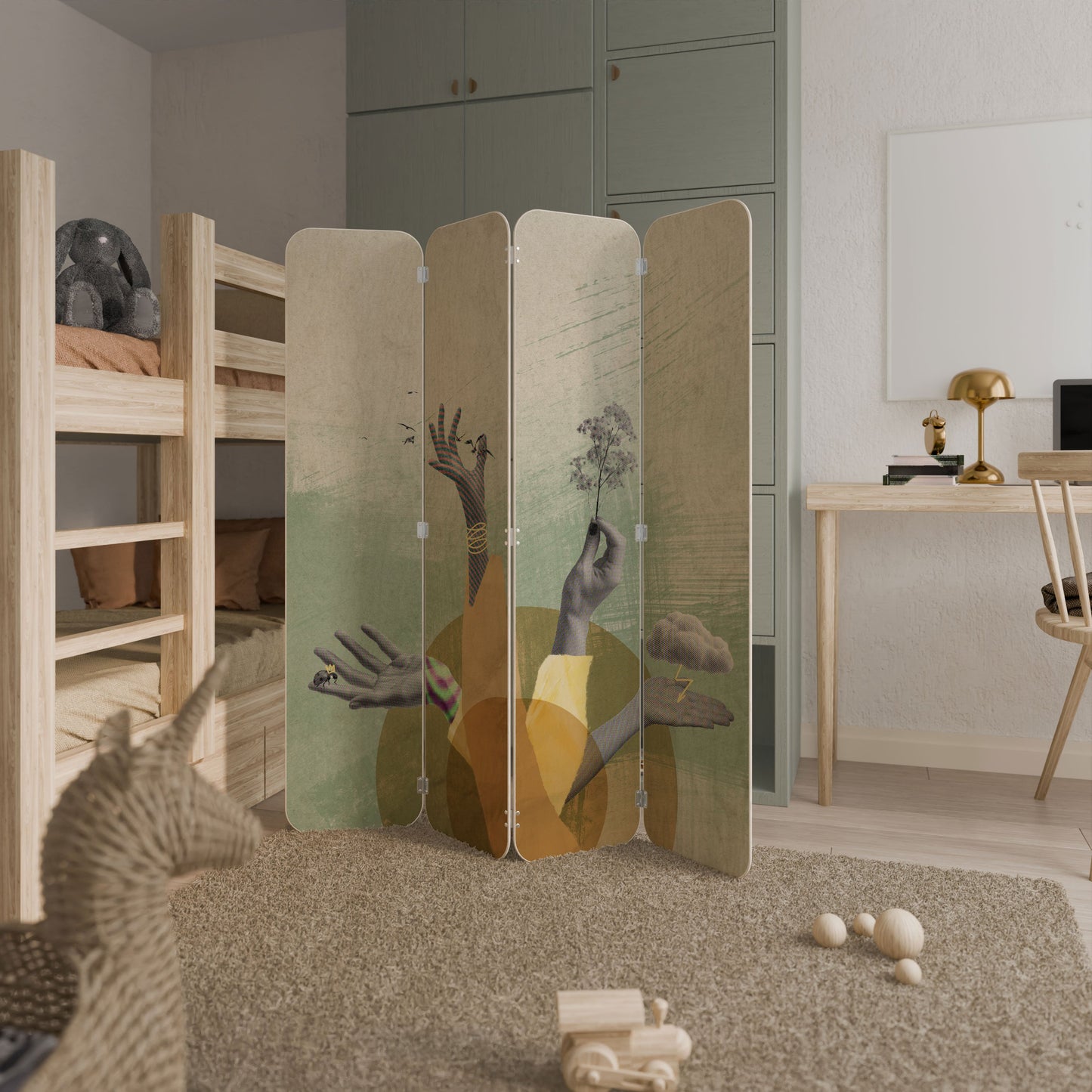 EARTH ELEMENTS 4-Panel Plywood Room Divider