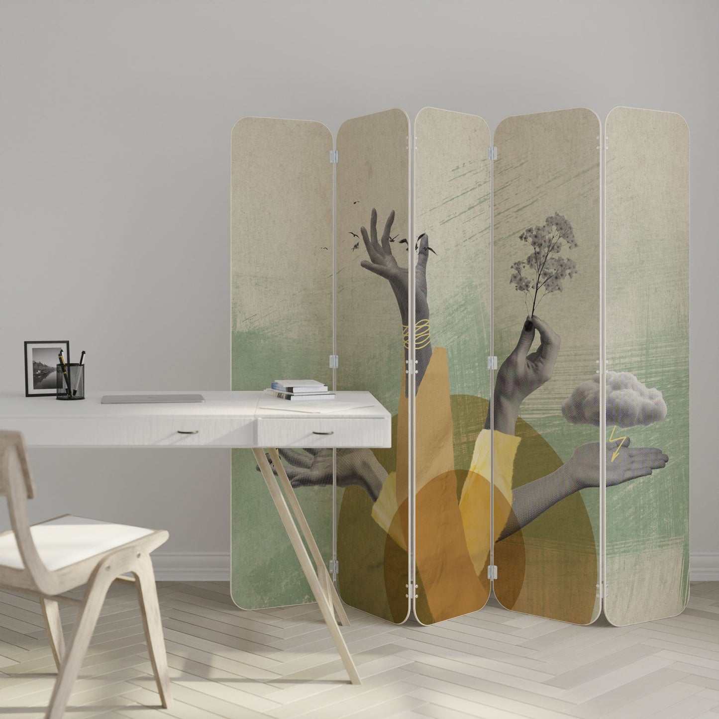 EARTH ELEMENTS 5-Panel Plywood Room Divider