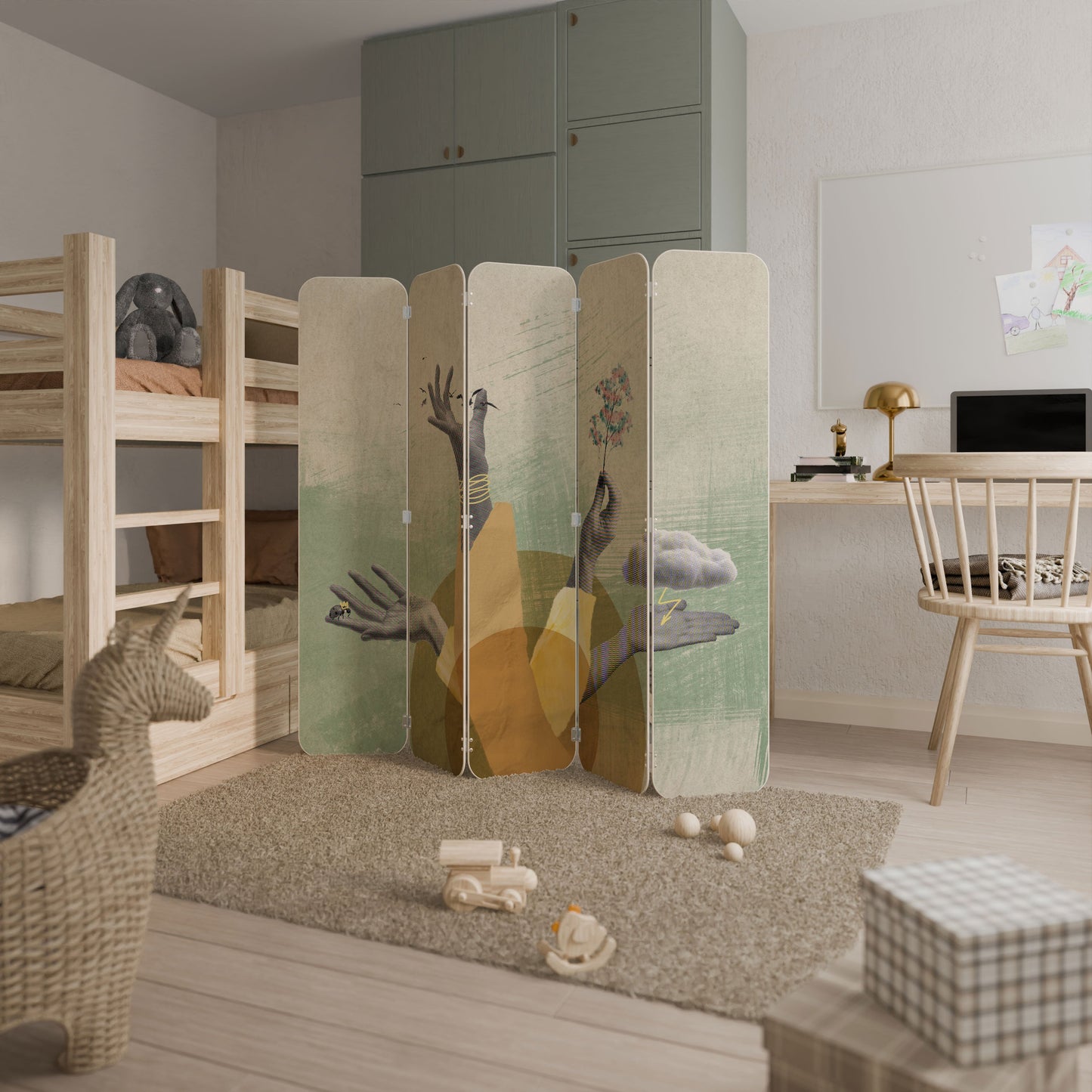 EARTH ELEMENTS 5-Panel Plywood Room Divider