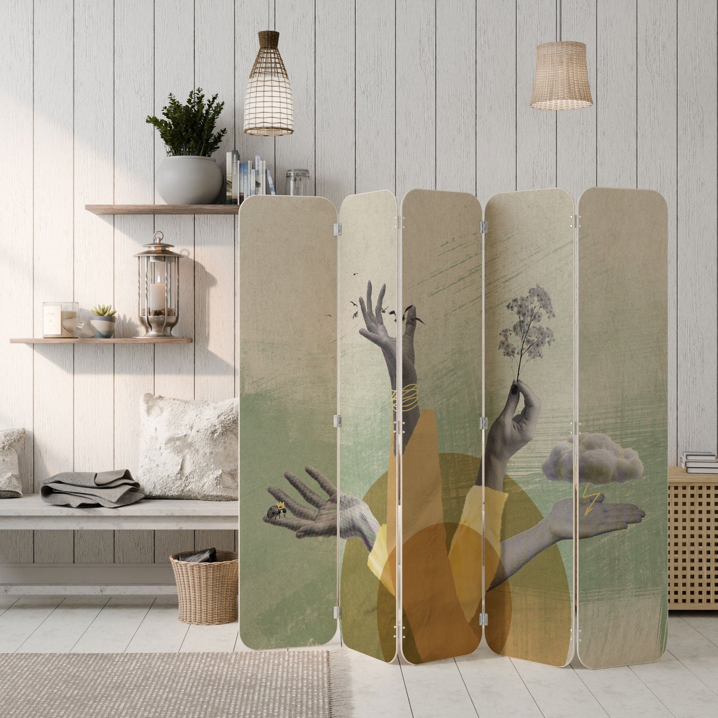 EARTH ELEMENTS 5-Panel Plywood Room Divider