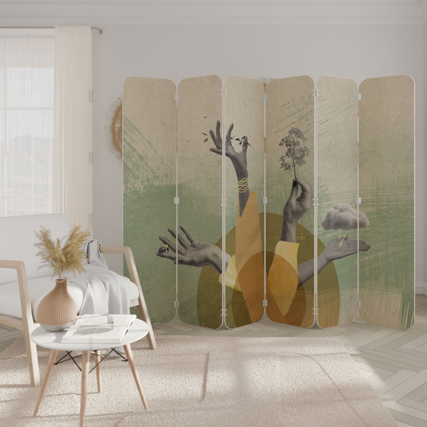 EARTH ELEMENTS 6-Panel Plywood Room Divider