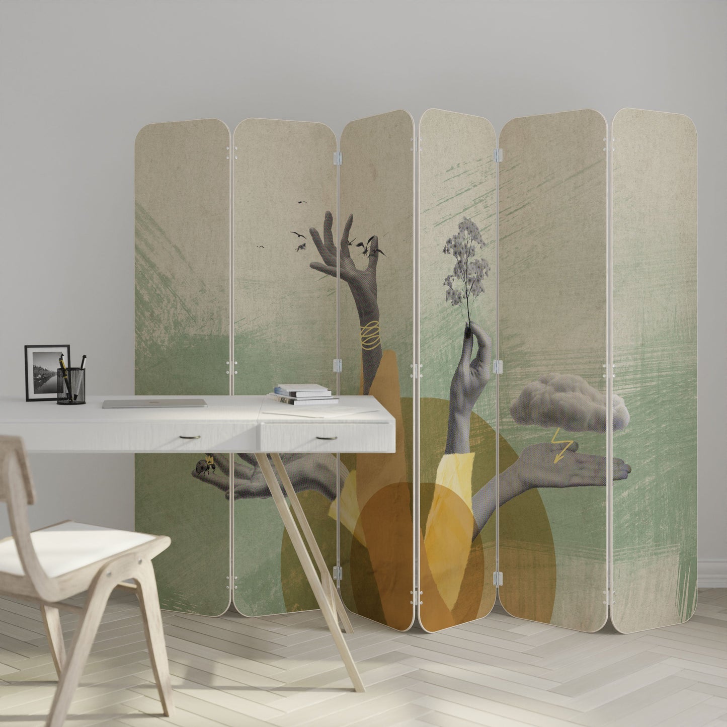 EARTH ELEMENTS 6-Panel Plywood Room Divider