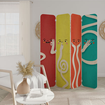 LIVELY FEATURES 4-Panel Plywood Room Divider