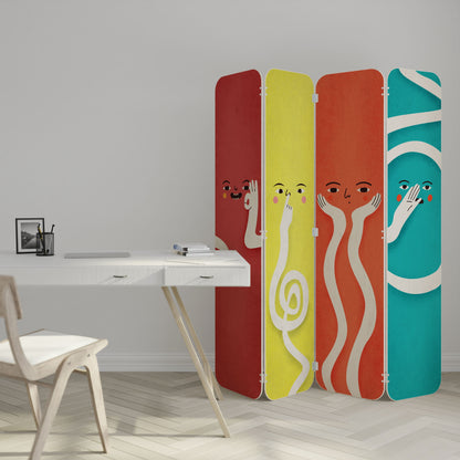 LIVELY FEATURES 4-Panel Plywood Room Divider