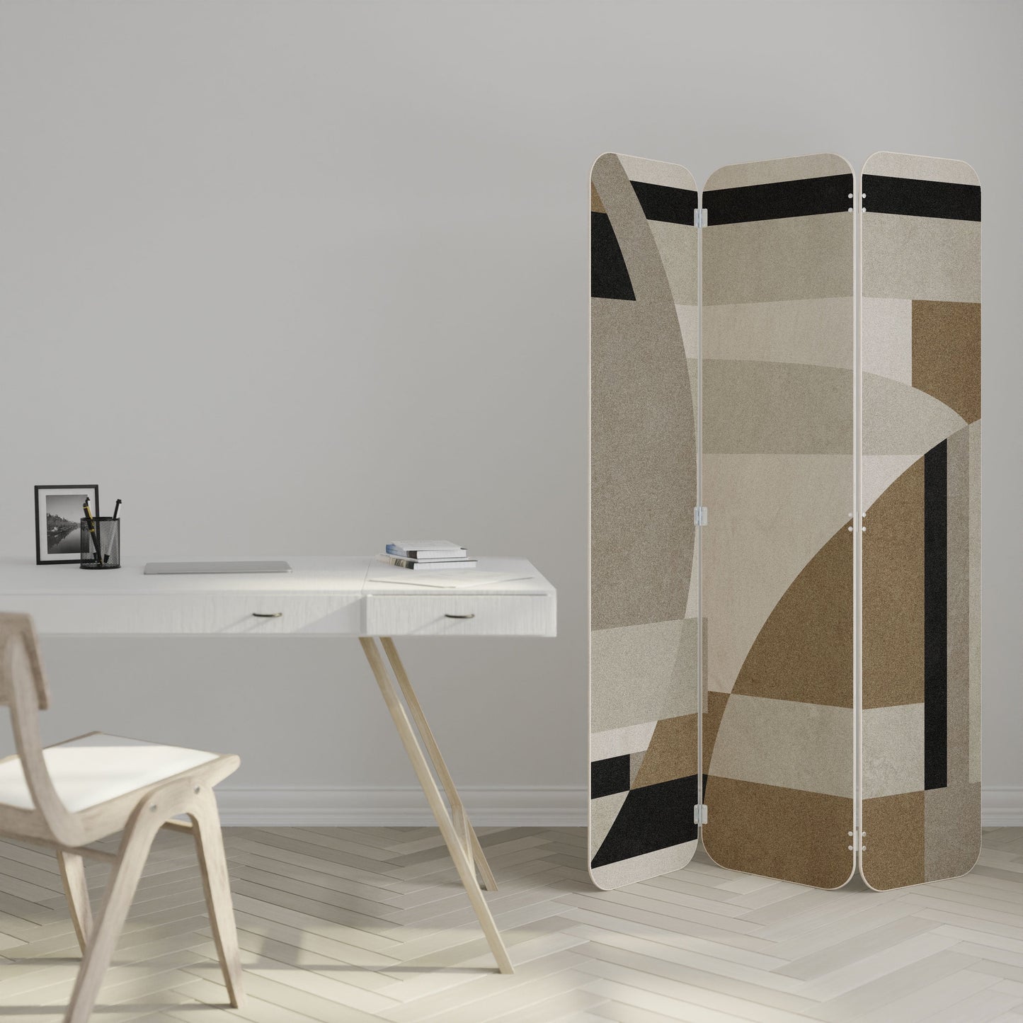 DELICATE MEMENTO 3-Panel Plywood Room Divider