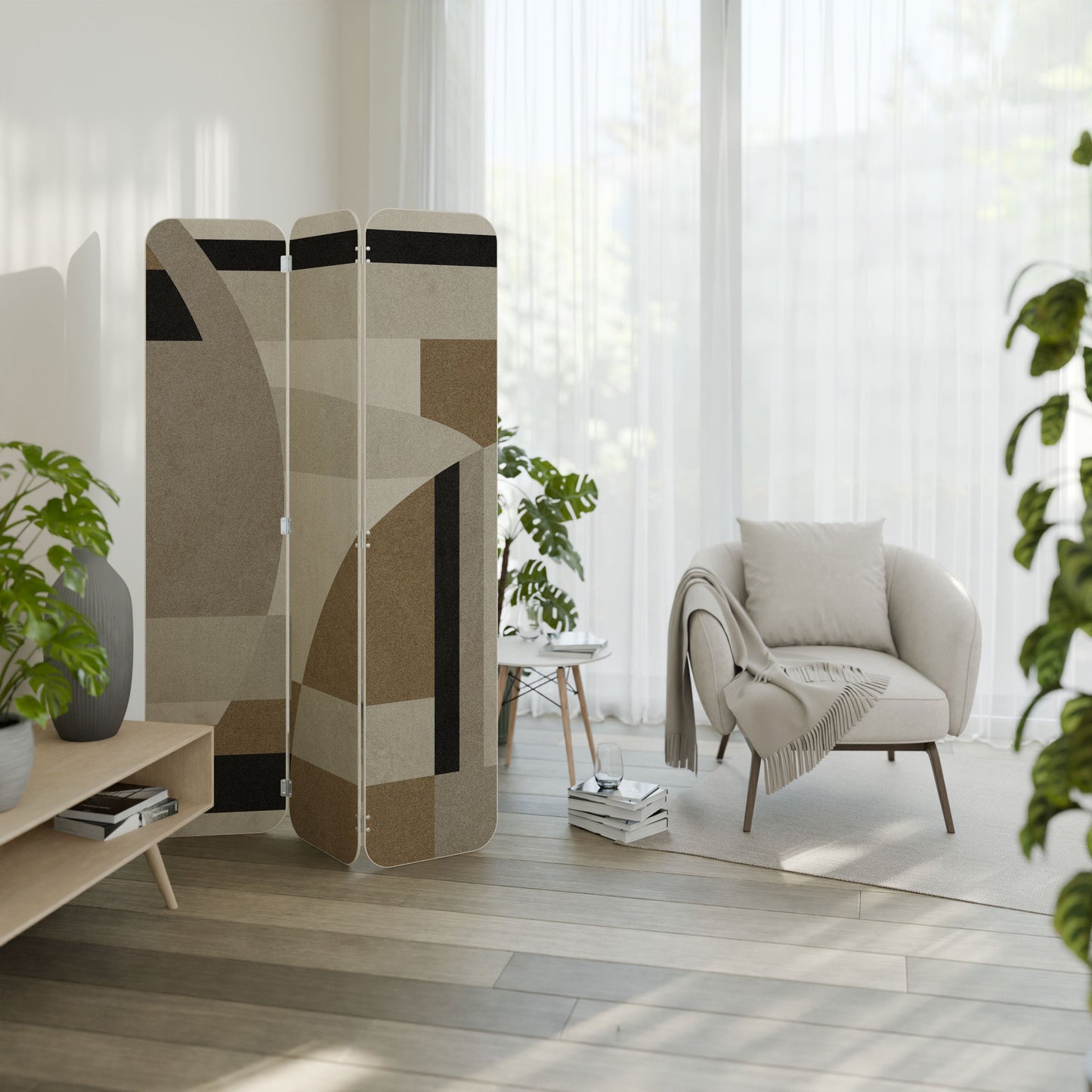 DELICATE MEMENTO 3-Panel Plywood Room Divider