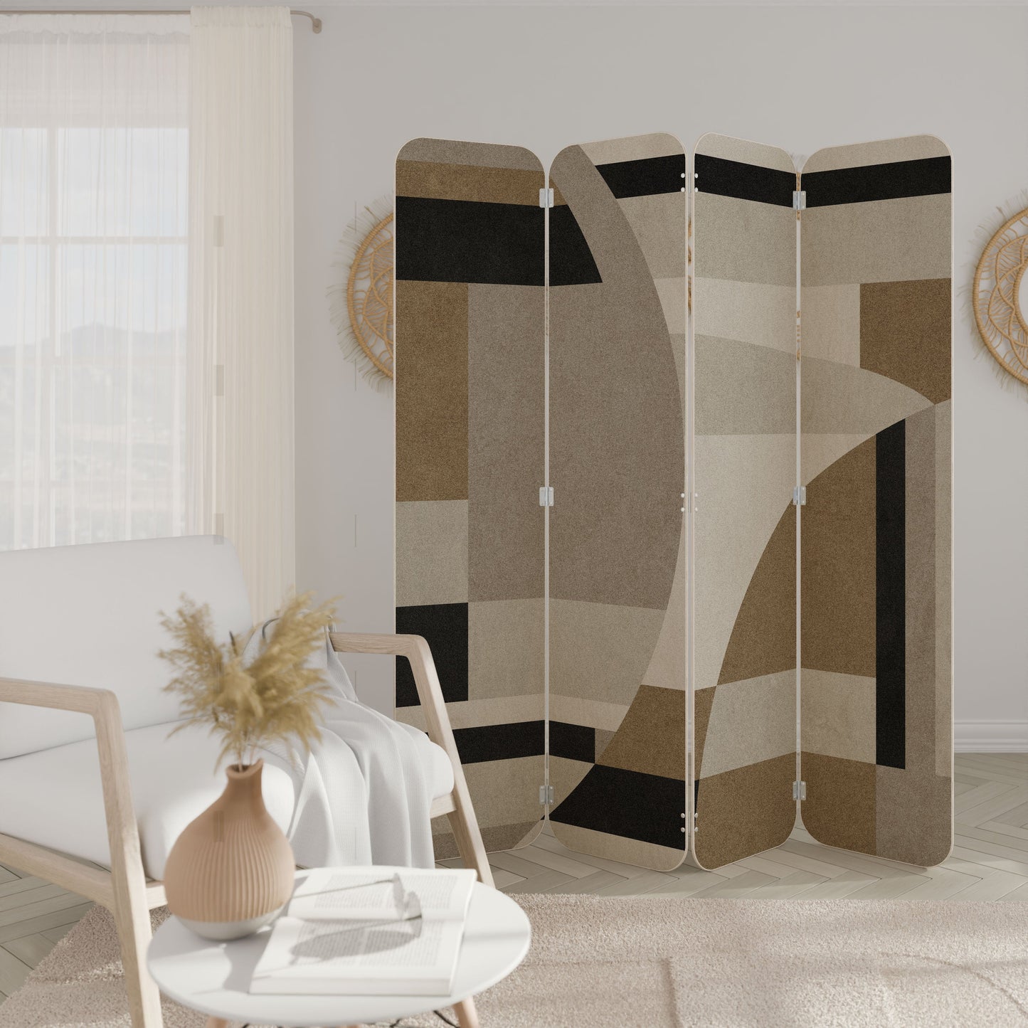 DELICATE MEMENTO 4-Panel Plywood Room Divider