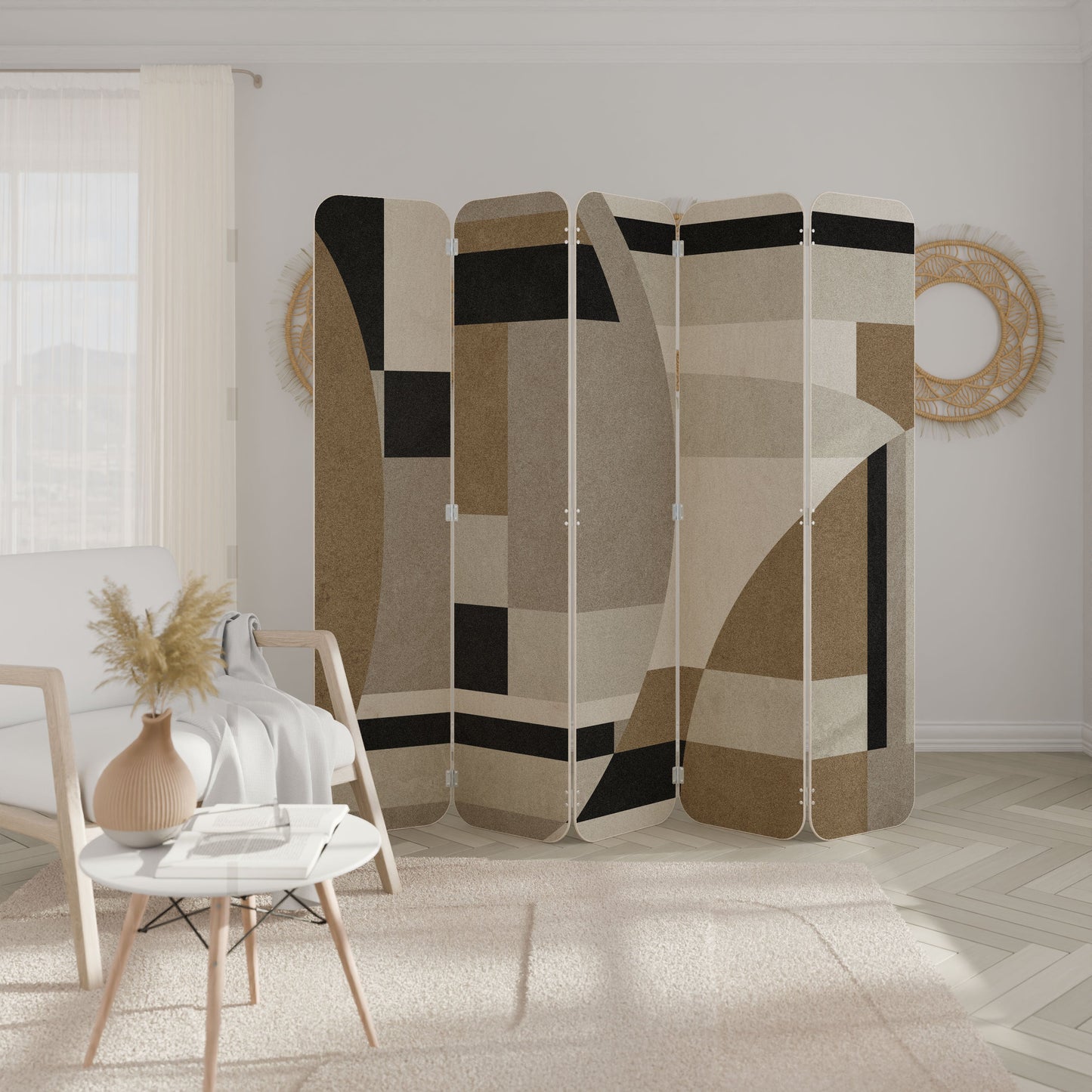 DELICATE MEMENTO 5-Panel Plywood Room Divider