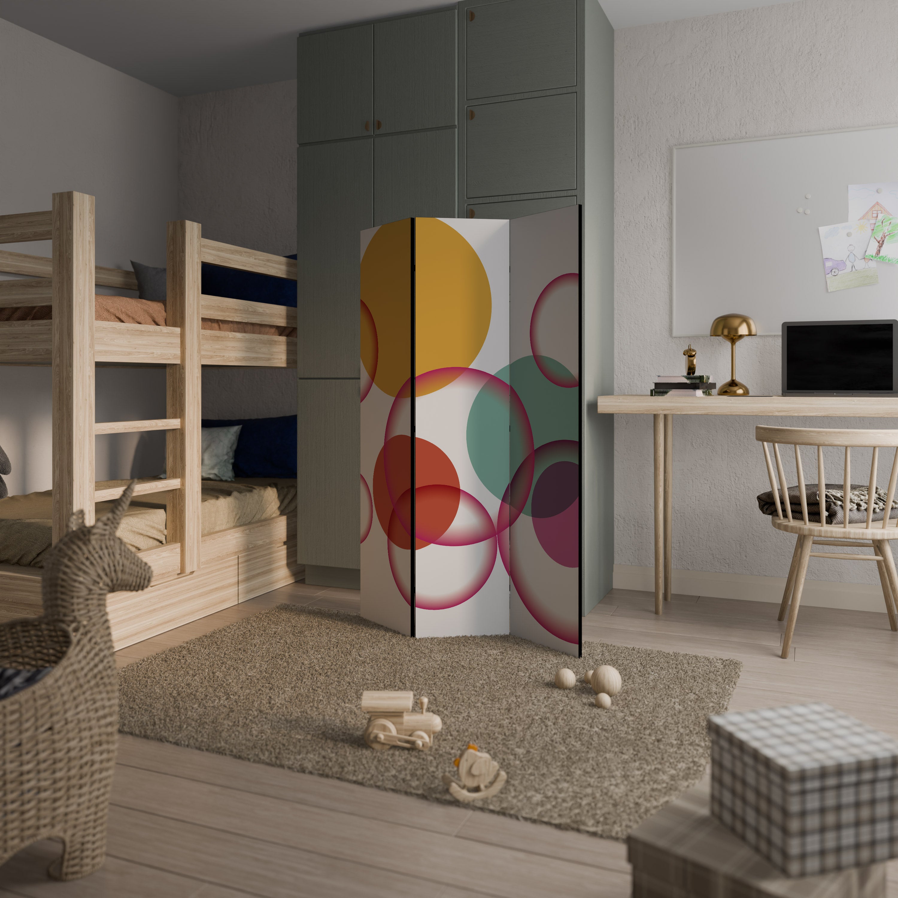 BUBBLE WISH Dekorativ rumsavdelare – 3 paneler