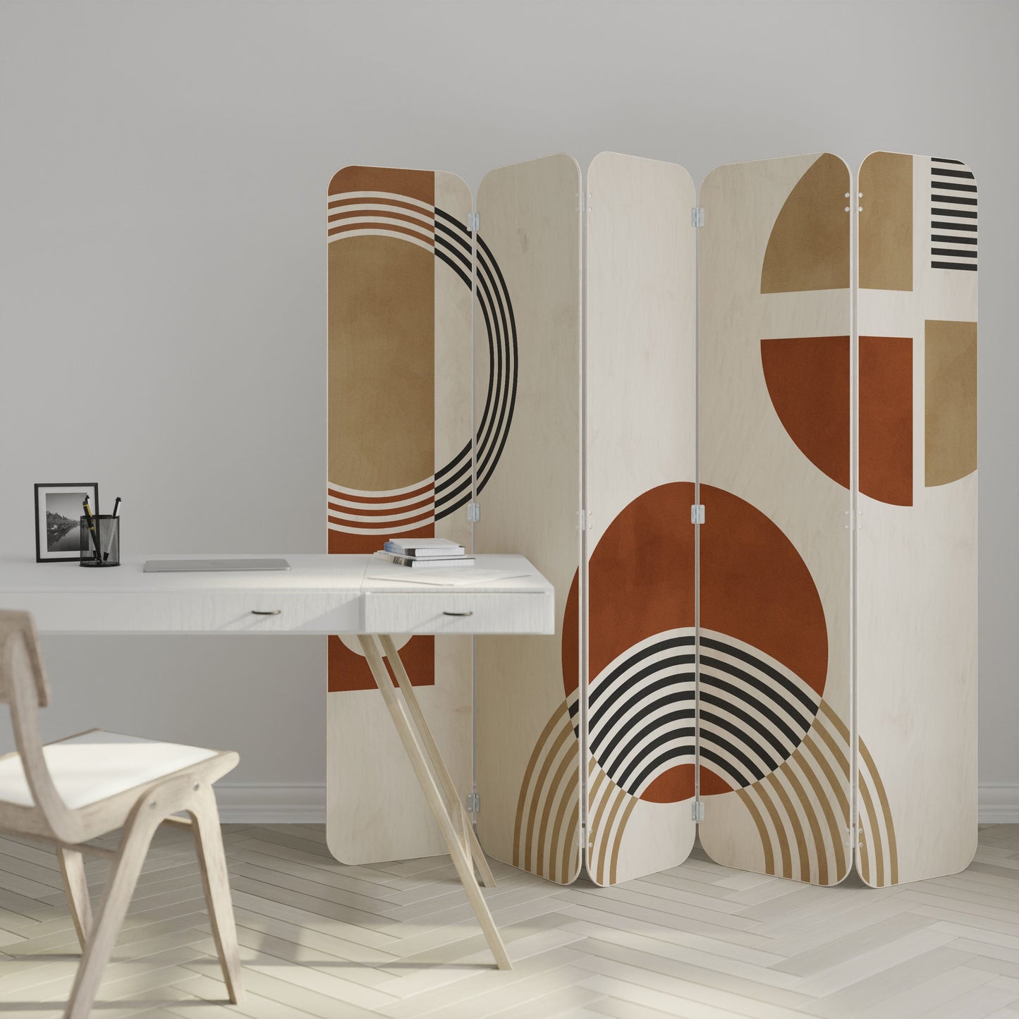 SPACE AROUND 5-Panel Plywood Room Divider