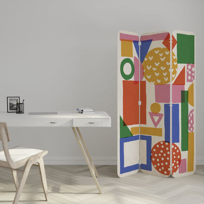 GEOMETRIC GLIMMER 3-Panel Plywood Room Divider