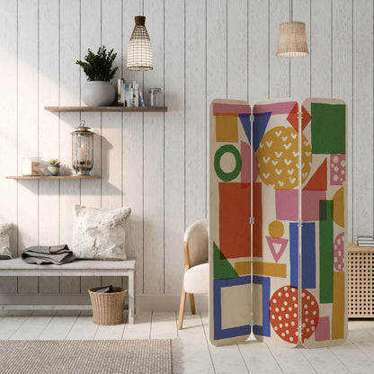 GEOMETRIC GLIMMER 3-Panel Plywood Room Divider