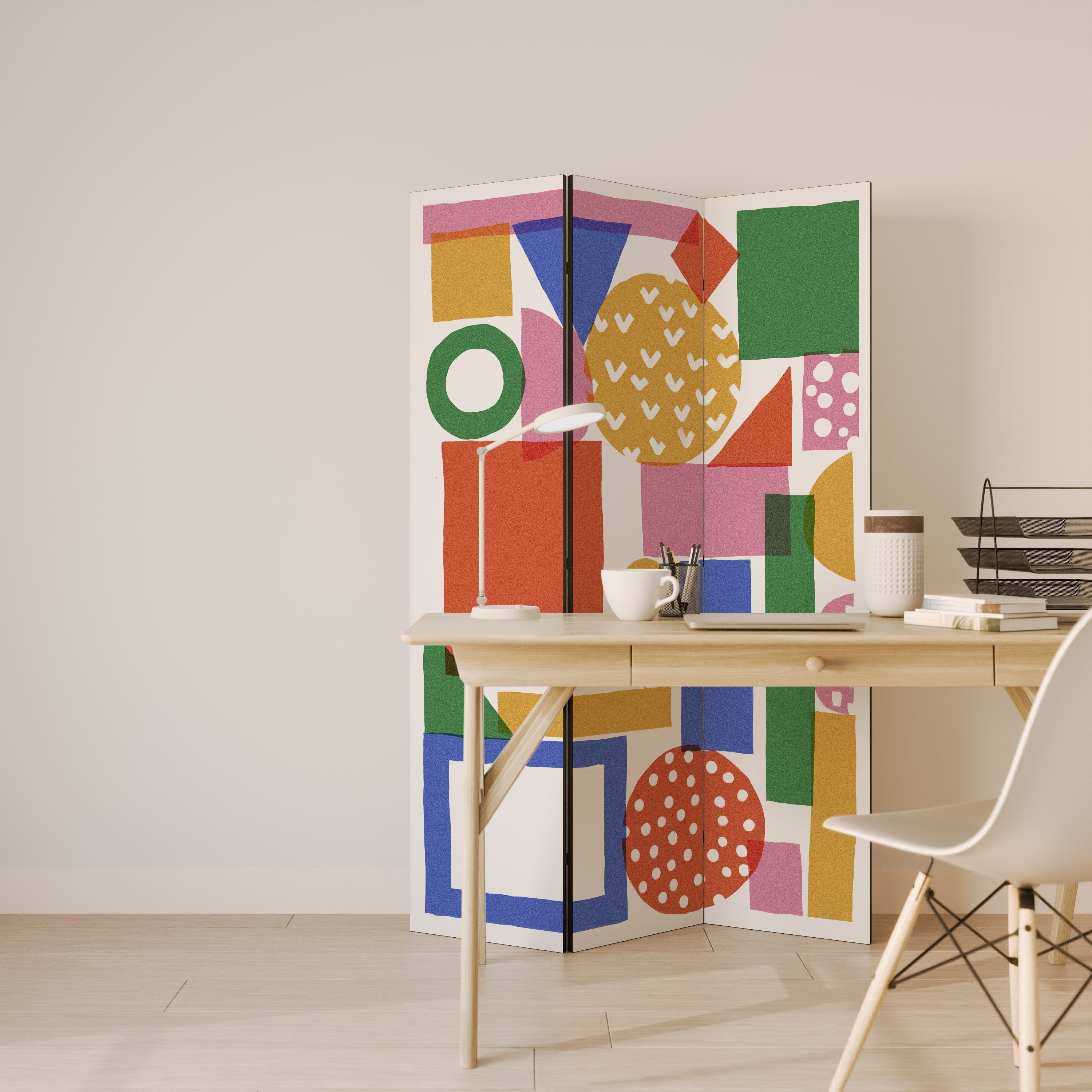 GEOMETRIC GLIMMER Dekorativ rumsavdelare – 3 paneler