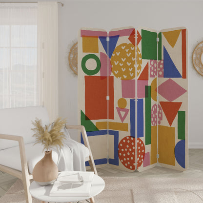 GEOMETRIC GLIMMER 4-Panel Plywood Room Divider