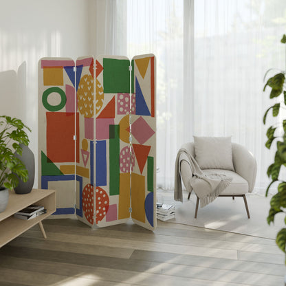 GEOMETRIC GLIMMER 4-Panel Plywood Room Divider