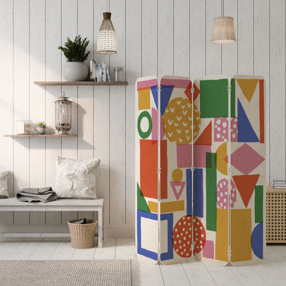 GEOMETRIC GLIMMER 4-Panel Plywood Room Divider