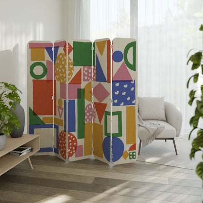 GEOMETRIC GLIMMER 5-Panel Plywood Room Divider