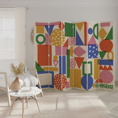 GEOMETRIC GLIMMER 6-Panel Plywood Room Divider