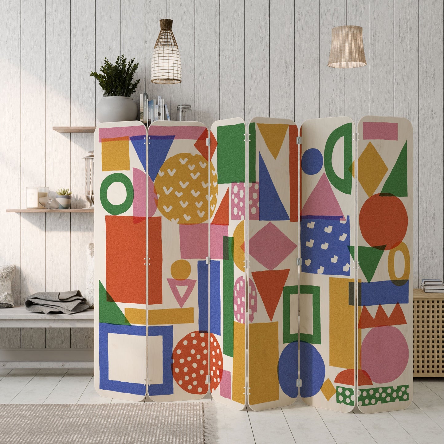 GEOMETRIC GLIMMER 6-Panel Plywood Room Divider