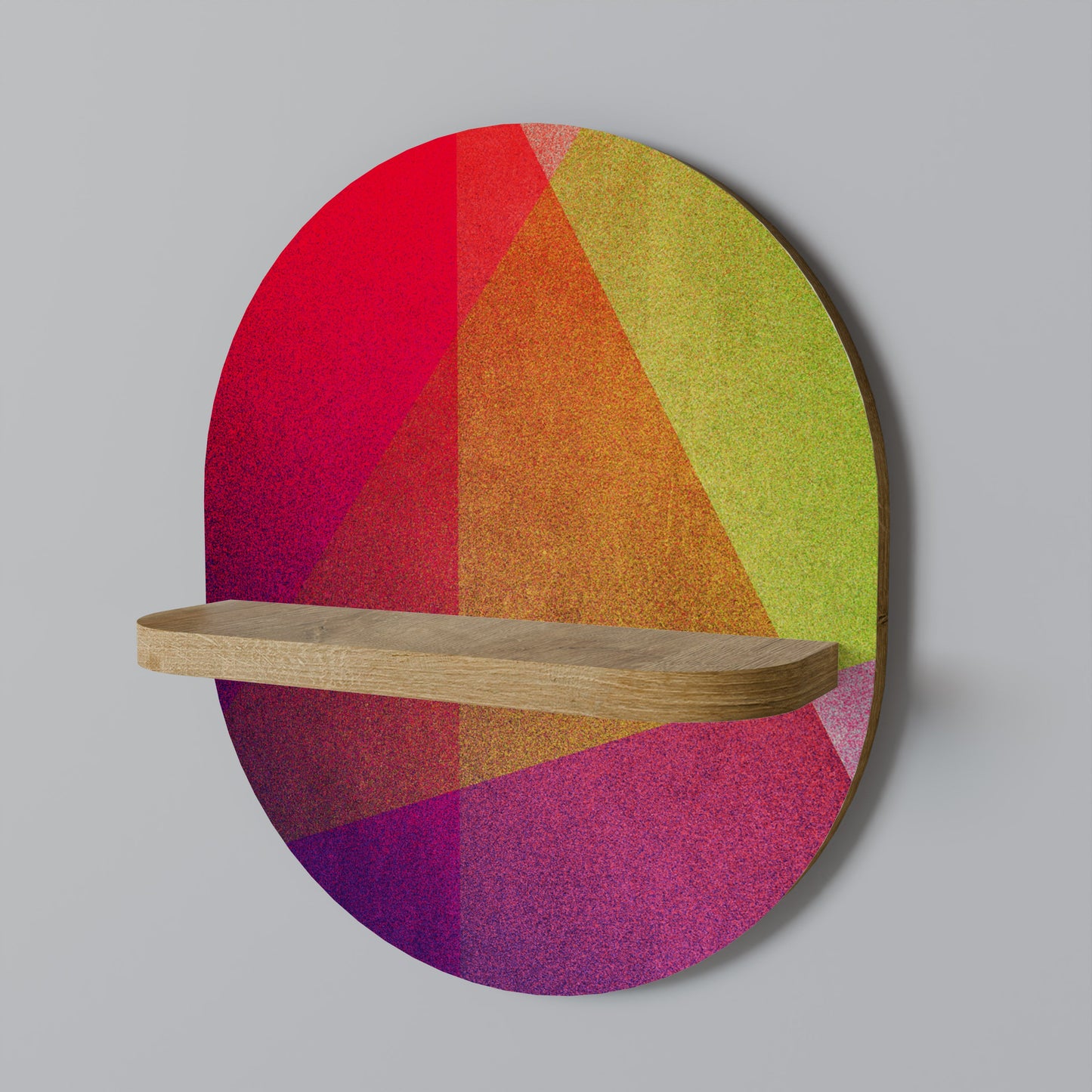 VIVID GEOMETRY Oval Art Shelf In Oak Effect