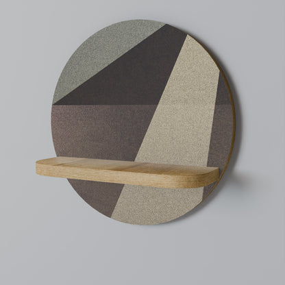 BEIGE GEOMETRY Round Art Shelf In Oak Effect