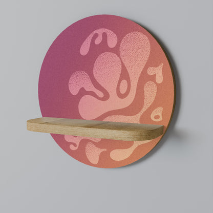 IRREGULAR PINK Round Art Shelf In Oak Effect