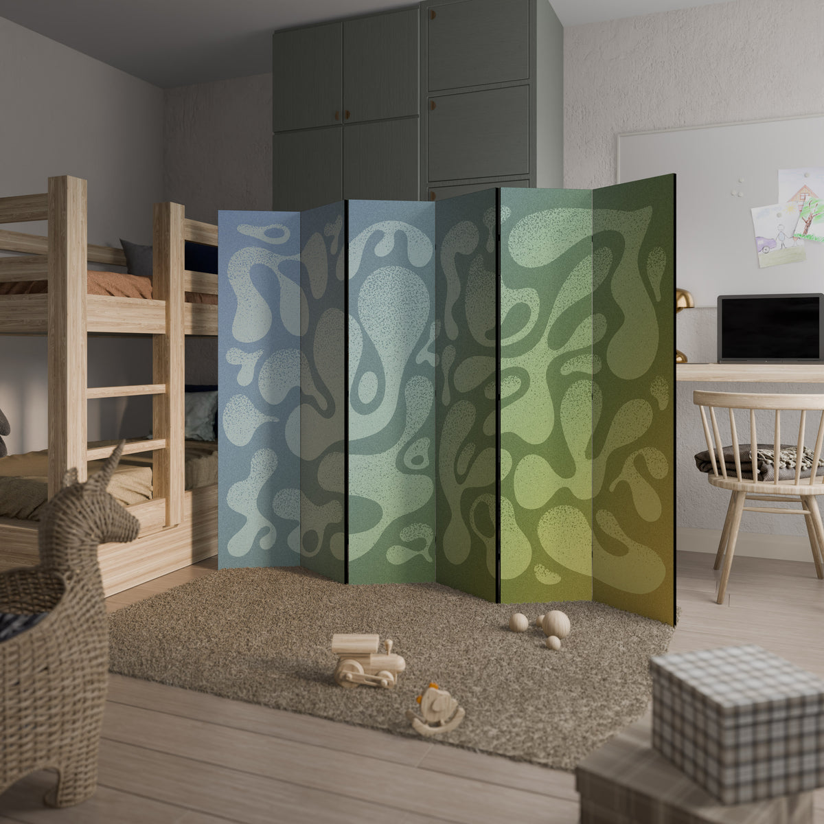 IRREGULAR BLUE 6-Panel Room Divider