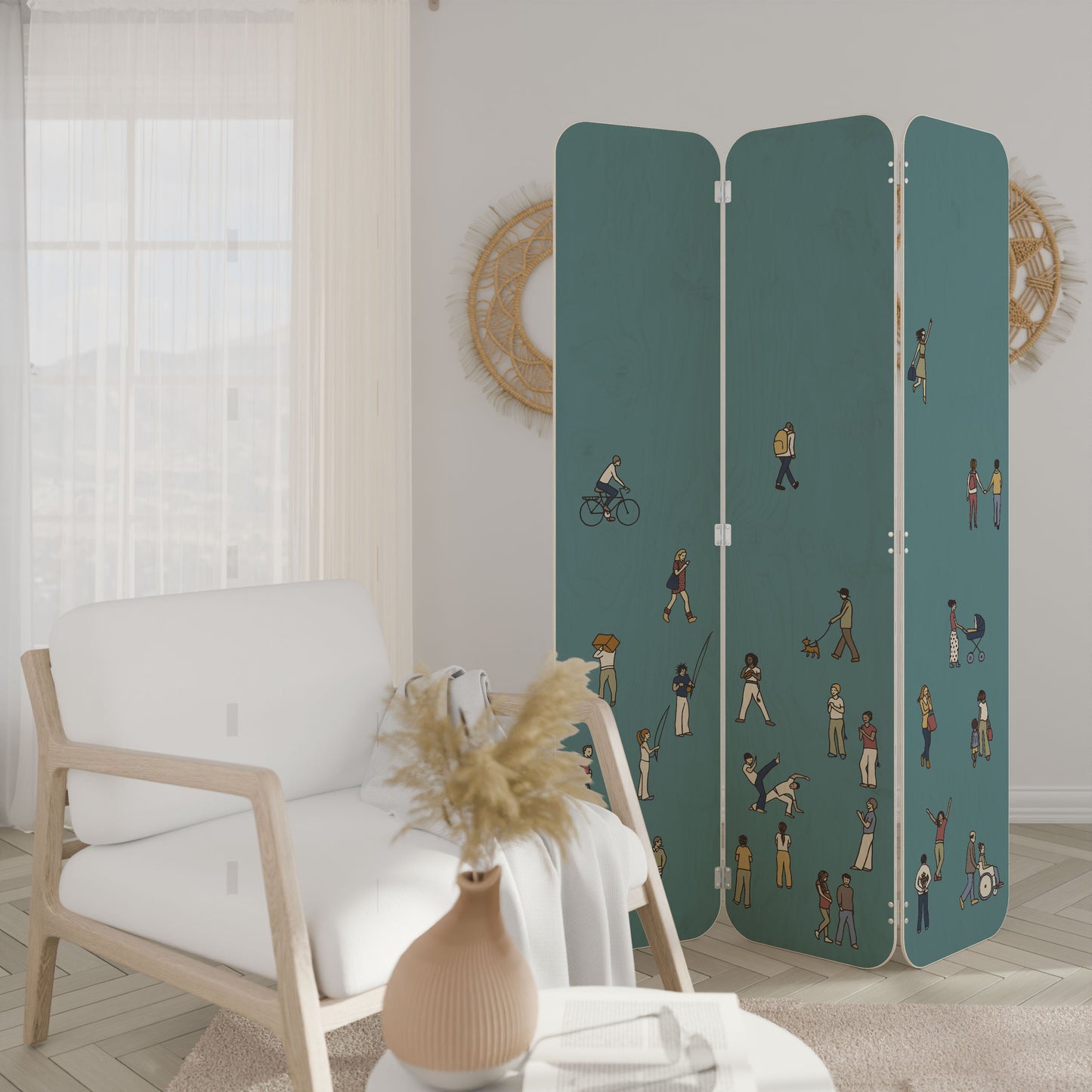 COLLECTIVE STREAM 3-Panel Plywood Room Divider