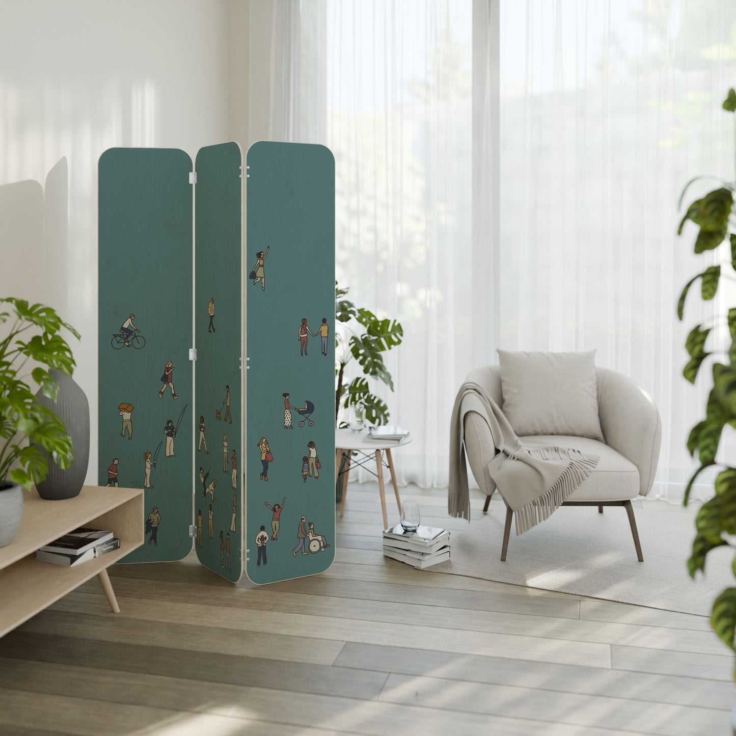 COLLECTIVE STREAM 3-Panel Plywood Room Divider