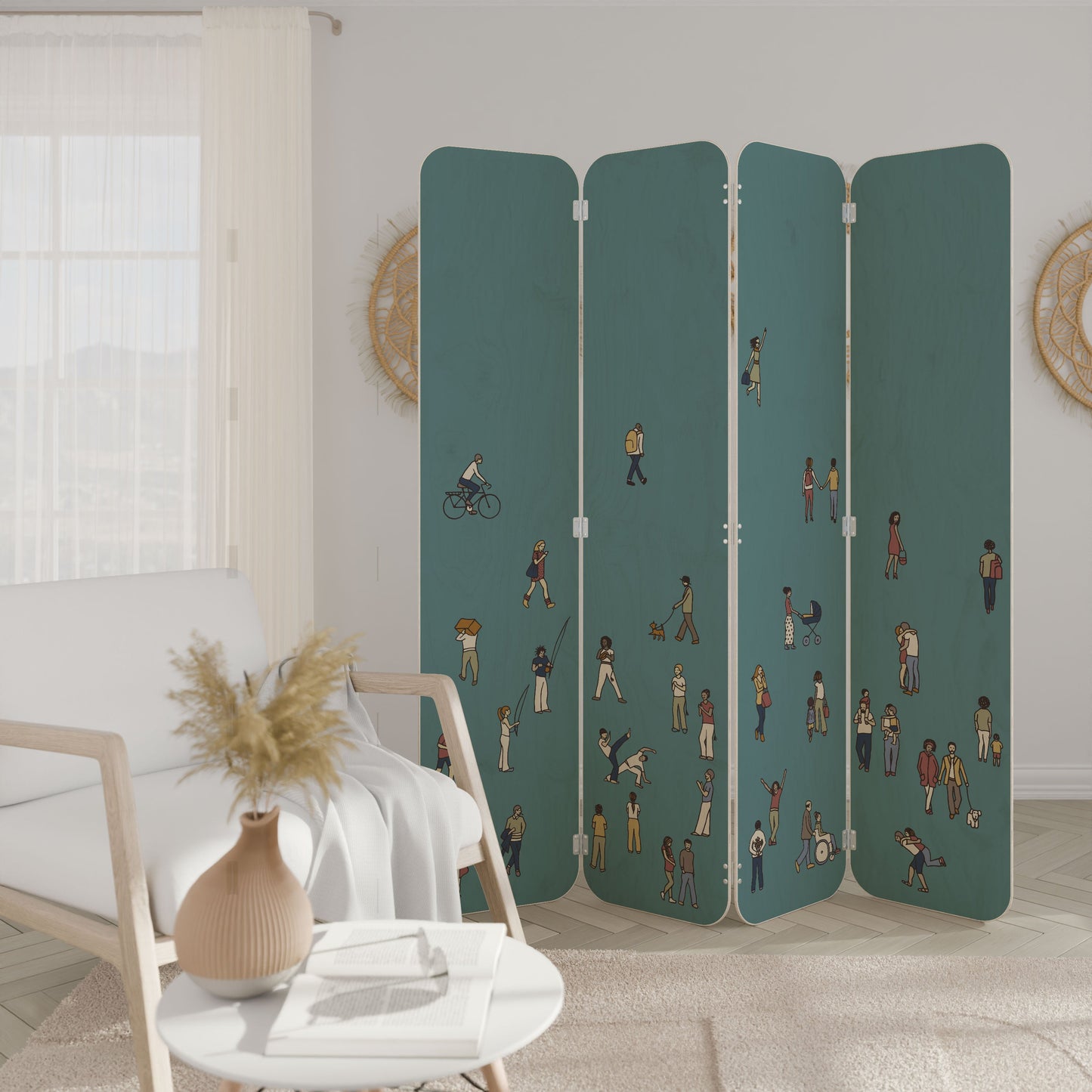 COLLECTIVE STREAM 4-Panel Plywood Room Divider