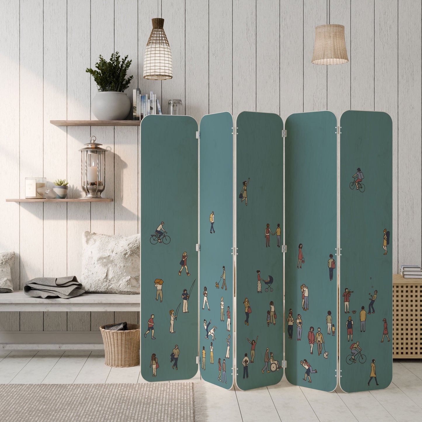 COLLECTIVE STREAM 5-Panel Plywood Room Divider