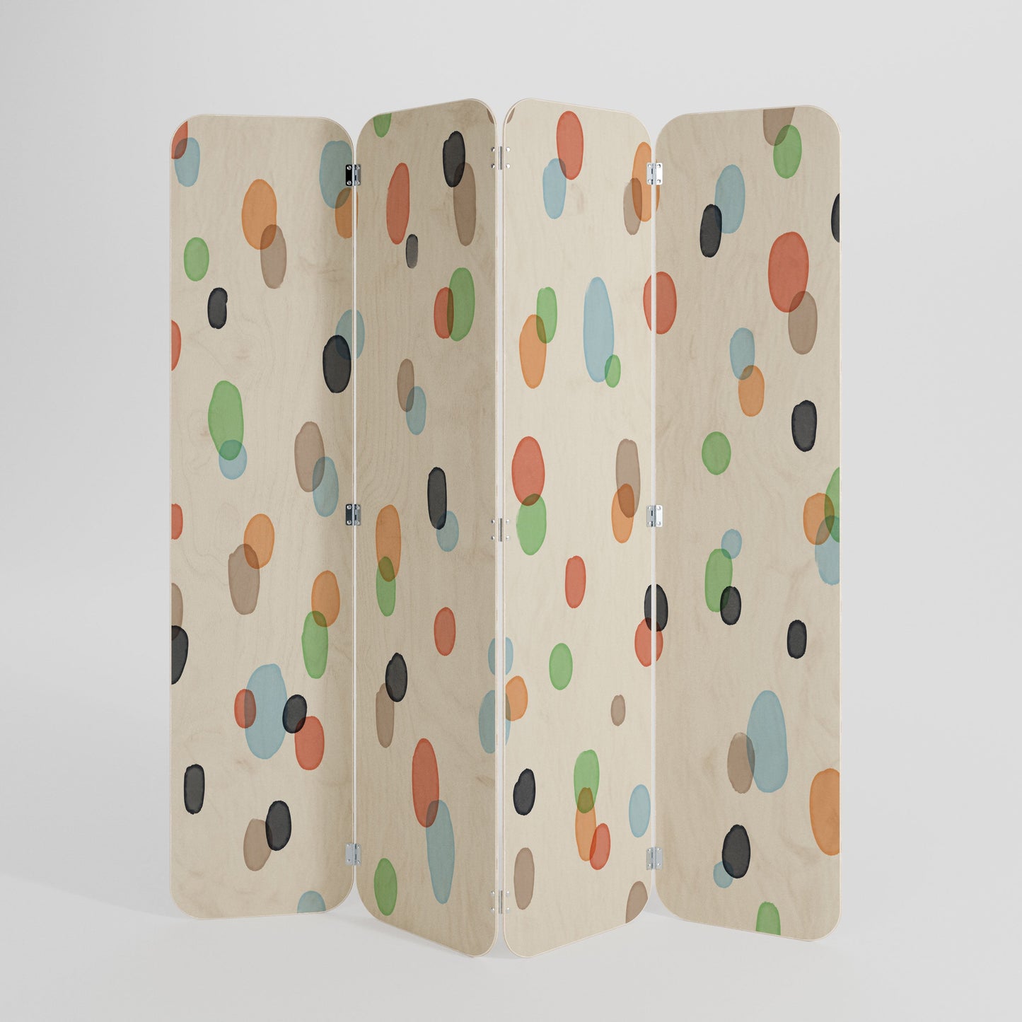 ENERGETIC SPOTS 4-Panel Plywood Room Divider